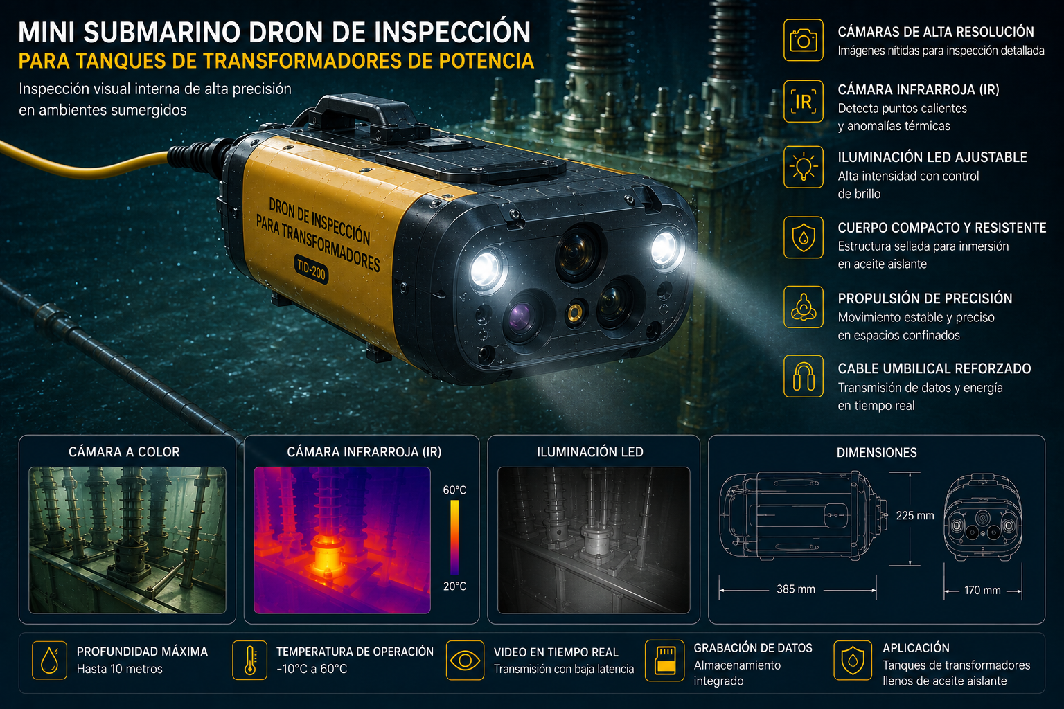 Submersible transformer inspection drone